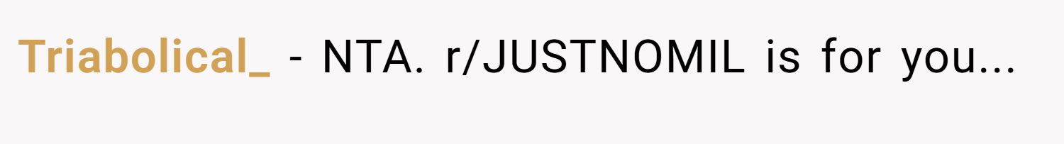 Triabolical_ − NTA. r/JUSTNOMIL is for you...