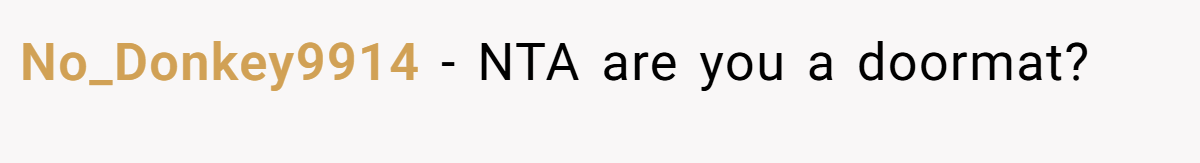 No_Donkey9914 − NTA are you a doormat?