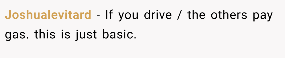 Joshualevitard − If you drive / the others pay gas. this is just basic.