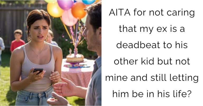 AITA for not caring that my ex is a deadbeat to his other kid but not mine and still letting him be in his life?