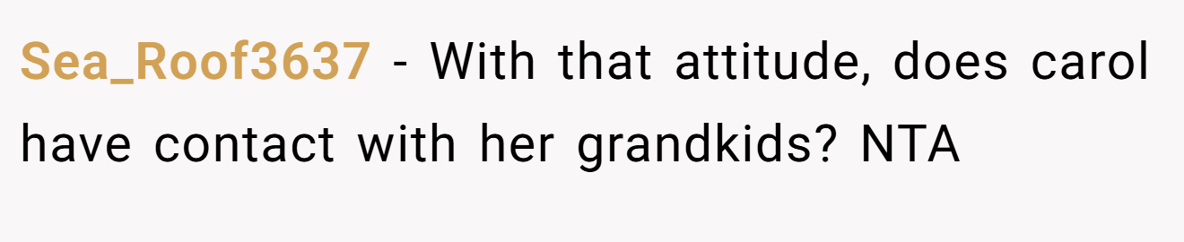 Sea_Roof3637 − With that attitude, does carol have contact with her grandkids? NTA