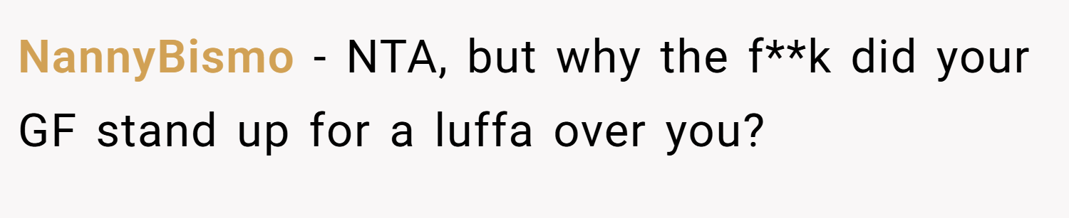 NannyBismo − NTA, but why the f**k did your GF stand up for a luffa over you?