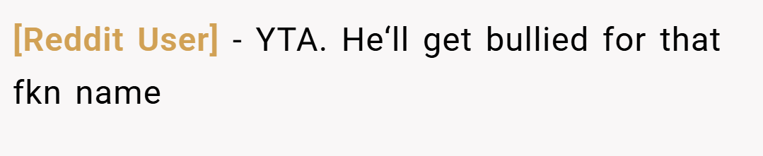 [Reddit User] − YTA. He‘ll get bullied for that fkn name