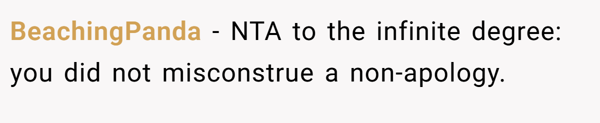 BeachingPanda − NTA to the infinite degree: you did not misconstrue a non-apology.