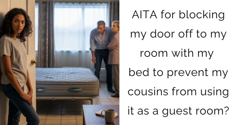 AITA for blocking my door off to my room with my bed to prevent my cousins from using it as a guest room?