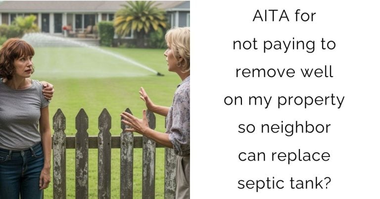 AITA for not paying to remove well on my property so neighbor can replace septic tank?