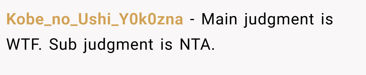 Kobe_no_Ushi_Y0k0zna − Main judgment is WTF. Sub judgment is NTA.
