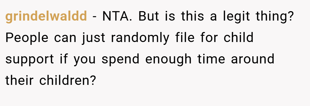 grindelwaldd − NTA. But is this a legit thing? People can just randomly file for child support if you spend enough time around their children?
