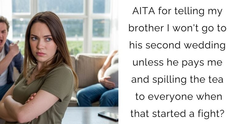 AITA for telling my brother I won’t go to his second wedding unless he pays me and spilling the tea to everyone when that started a fight?