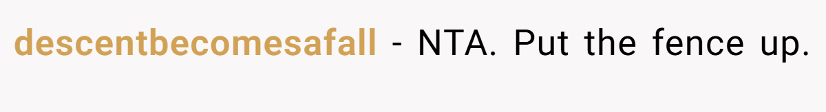 descentbecomesafall - NTA. Put the fence up.