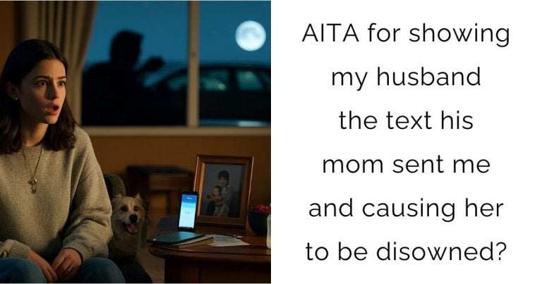 AITA for showing my husband the text his mom sent me and causing her to be disowned?