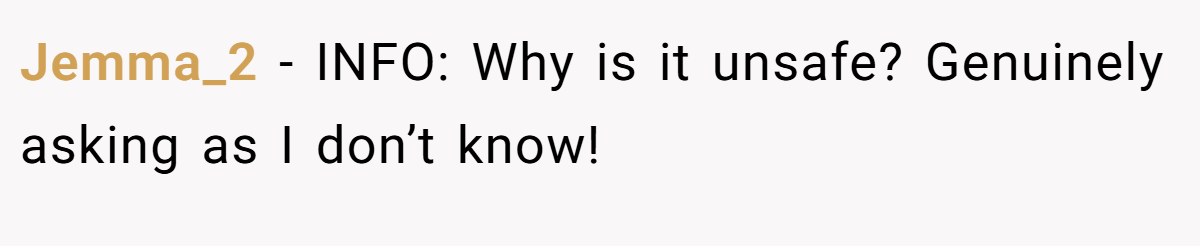 Jemma_2 − INFO: Why is it unsafe? Genuinely asking as I don’t know!