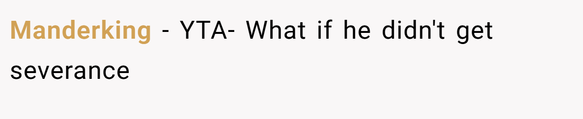 Manderking - YTA- What if he didn't get severance