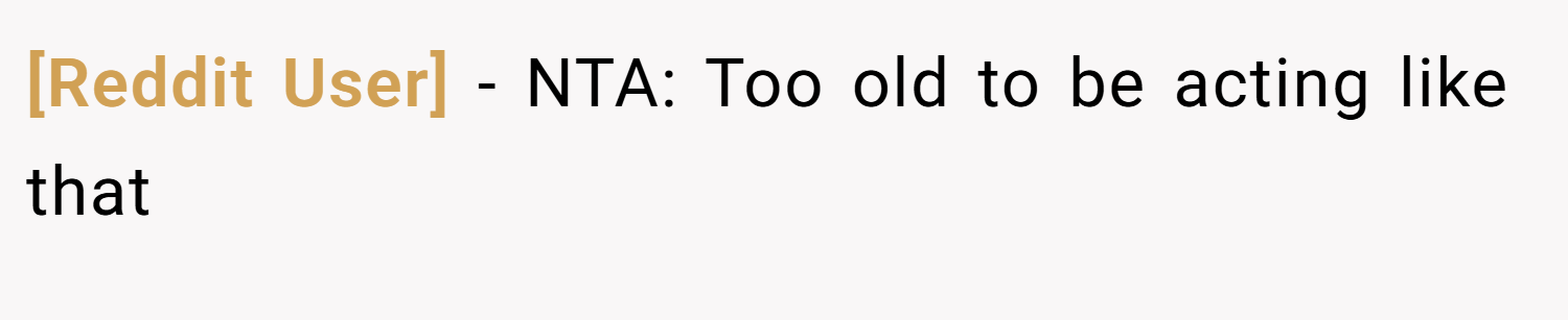 [Reddit User] − NTA: Too old to be acting like that