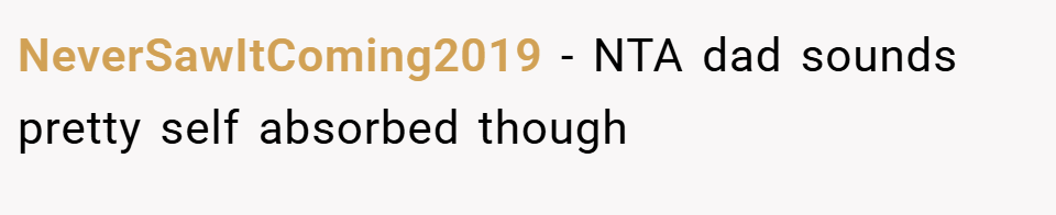 NeverSawItComing2019 − NTA dad sounds pretty self absorbed though
