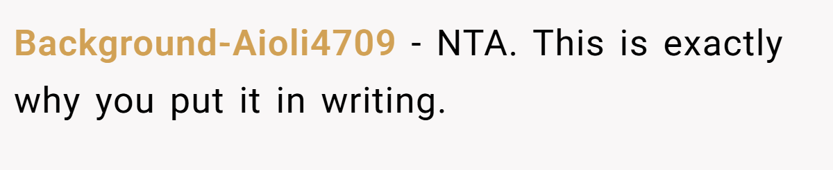 Background-Aioli4709 − NTA. This is exactly why you put it in writing.