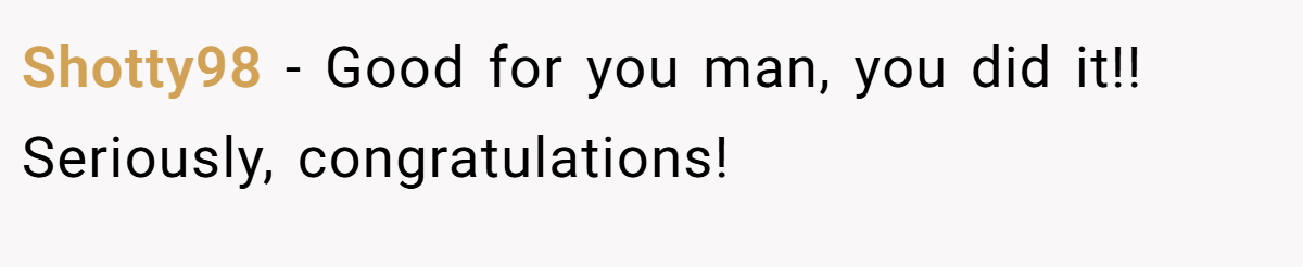 Shotty98 − Good for you man, you did it!! Seriously, congratulations!