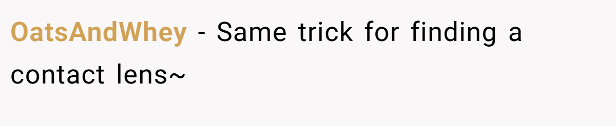 OatsAndWhey − Same trick for finding a contact lens~