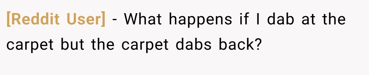 [Reddit User] − What happens if I dab at the carpet but the carpet dabs back?