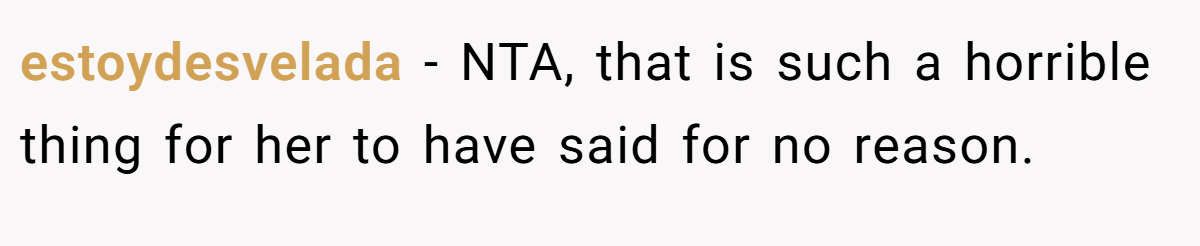 estoydesvelada - NTA, that is such a horrible thing for her to have said for no reason.