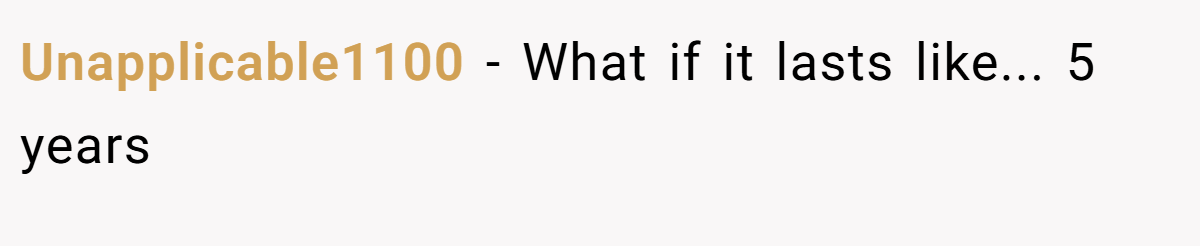 Unapplicable1100 − What if it lasts like... 5 years