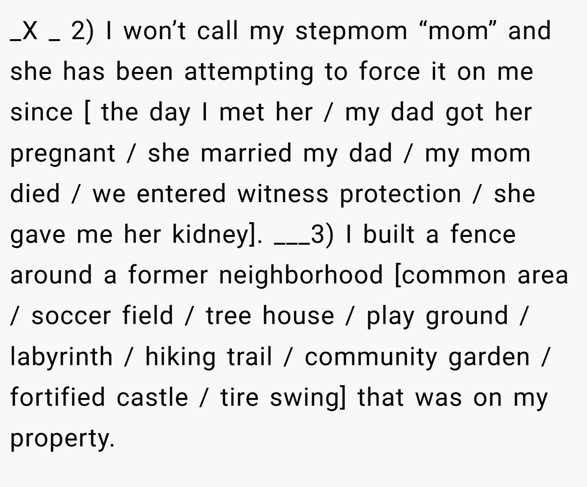 [Reddit User] − Please select your issue from the following to claim your NTA: ___1) I refused to switch seats with a woman separated from her kids on a [bus / train / plane / boat / zeppelin / spaceship / subway / monorail / ski lift].