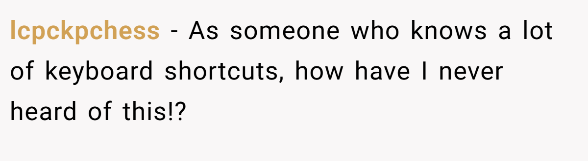 lcpckpchess − As someone who knows a lot of keyboard shortcuts, how have I never heard of this!?