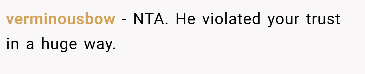 verminousbow - NTA. He violated your trust in a huge way.
