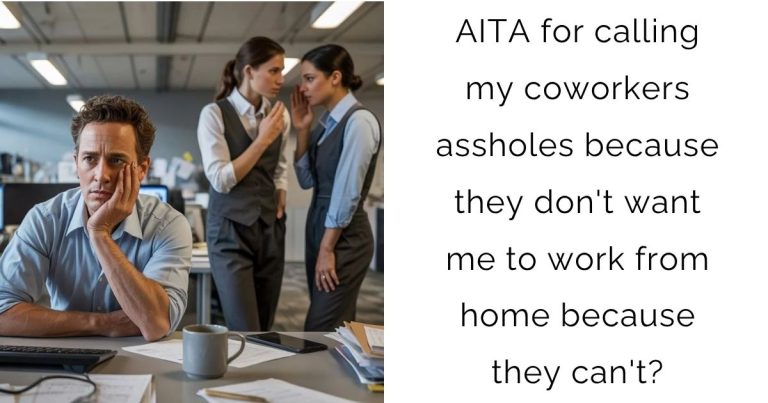 AITA for calling my coworkers assholes because they don’t want me to work from home because they can’t?