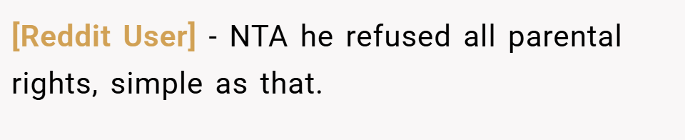[Reddit User] − NTA he refused all parental rights, simple as that.