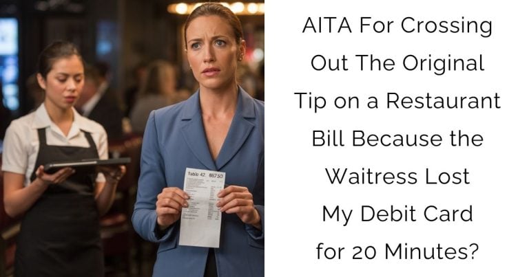 AITA For Crossing Out The Original Tip on a Restaurant Bill Because the Waitress Lost My Debit Card for 20 Minutes?