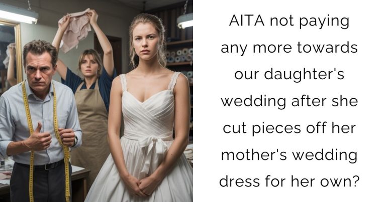 AITA not paying any more towards our daughter’s wedding after she cut pieces off her mother’s wedding dress for her own?