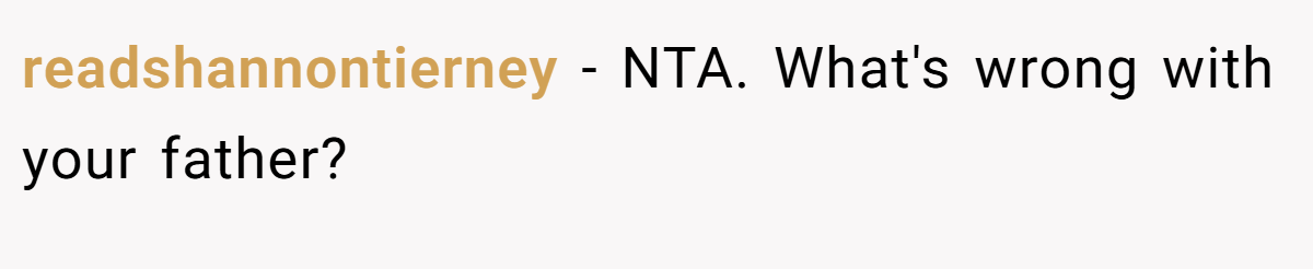 readshannontierney − NTA. What's wrong with your father?