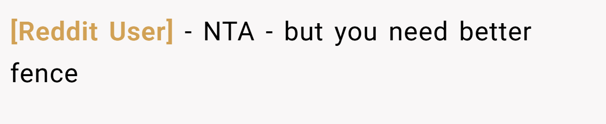 [Reddit User] − NTA - but you need better fence