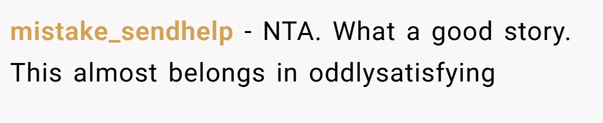 mistake_sendhelp − NTA. What a good story. This almost belongs in oddlysatisfying