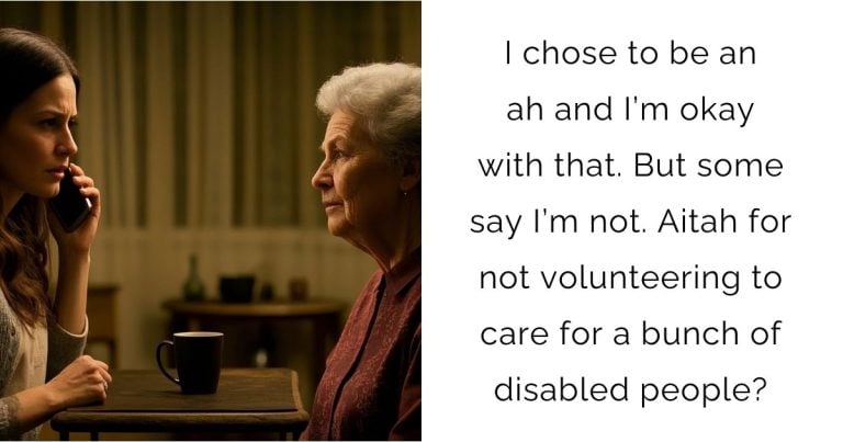 I chose to be an ah and I’m okay with that. But some say I’m not. Aitah for not volunteering to care for a bunch of disabled people?