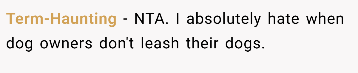 Term-Haunting - NTA. I absolutely hate when dog owners don't leash their dogs.