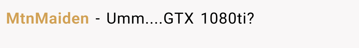 MtnMaiden − Umm....GTX 1080ti?