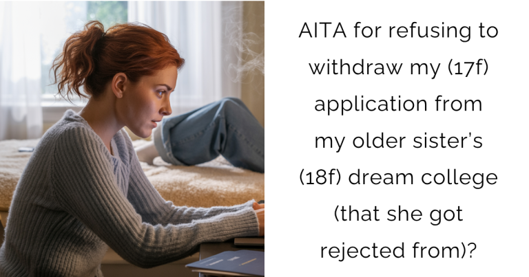 AITA for refusing to withdraw my (17f) application from my older sister’s (18f) dream college (that she got rejected from)?