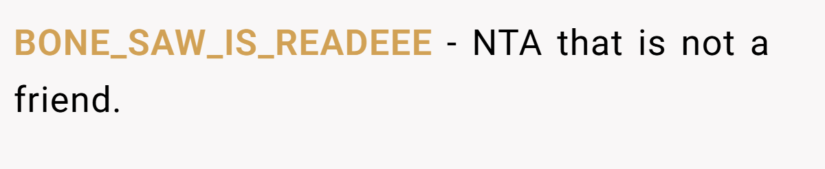 BONE_SAW_IS_READEEE − NTA that is not a friend.