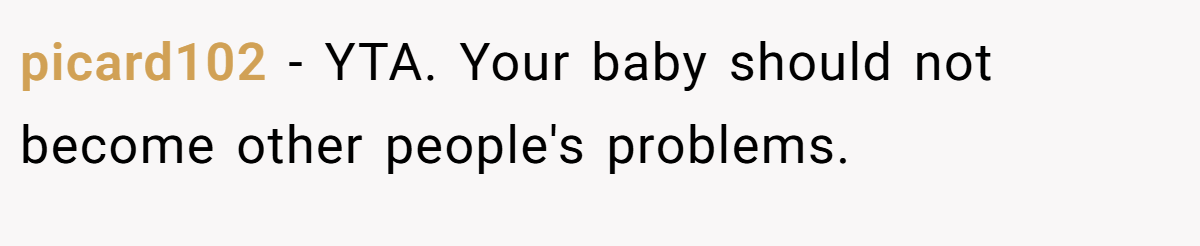 picard102 − YTA. Your baby should not become other people's problems.
