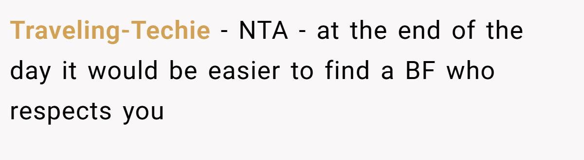 Traveling-Techie − NTA - at the end of the day it would be easier to find a BF who respects you