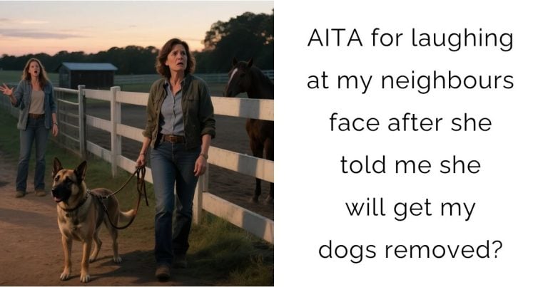AITA for laughing at my neighbours face after she told me she will get my dogs removed?