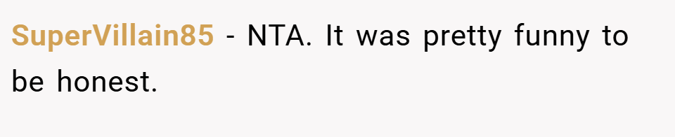 SuperVillain85 − NTA. It was pretty funny to be honest.