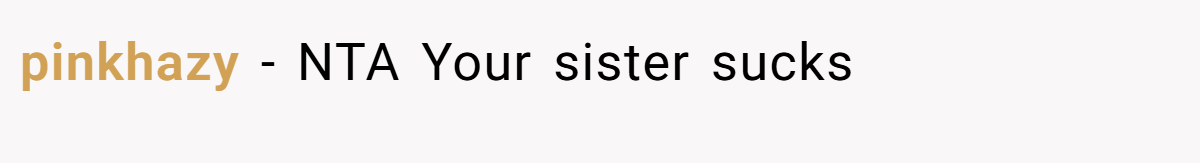 pinkhazy − NTA Your sister sucks