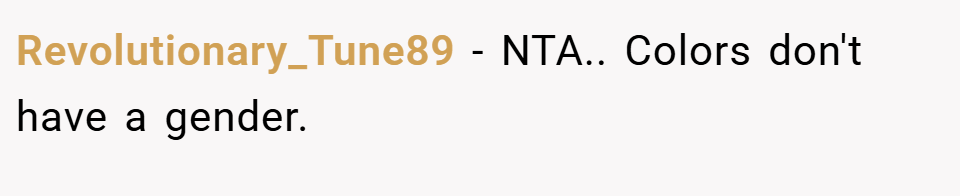 Revolutionary_Tune89 − NTA.. Colors don't have a gender.