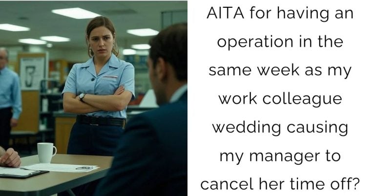 AITA for having an operation in the same week as my work colleague wedding causing my manager to cancel her time off?