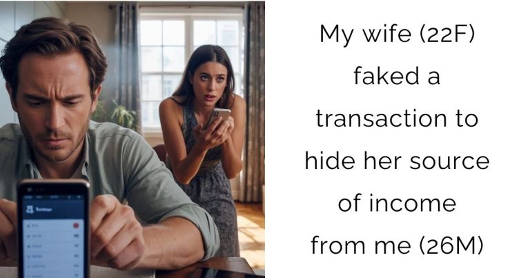 My wife (22F) faked a transaction to hide her source of income from me (26M)