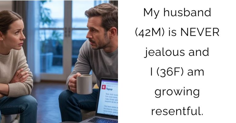 My husband (42M) is NEVER jealous and I (36F) am growing resentful.