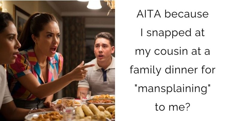 AITA because I snapped at my cousin at a family dinner for “mansplaining” to me?